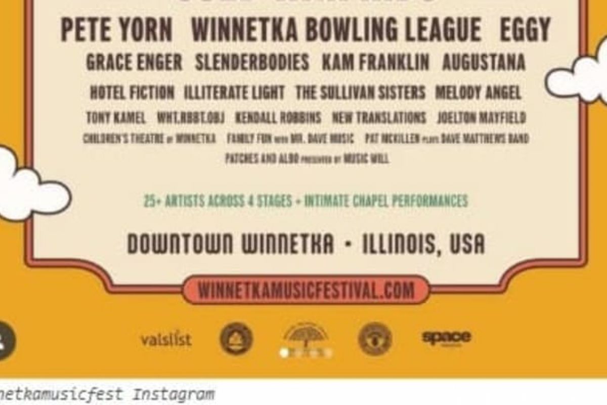 Optima Verdana luxury apartment with Winnetka Music Festival 2025 poster showcasing the Sound of Summer with performers and event details in Illinois, USA.